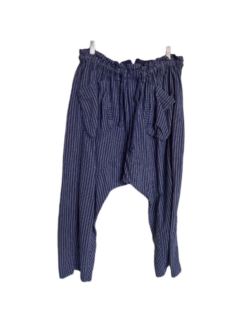 Free People Runyon Oversized Harem Style Pants Navy White Stripe Boho Women’s XS